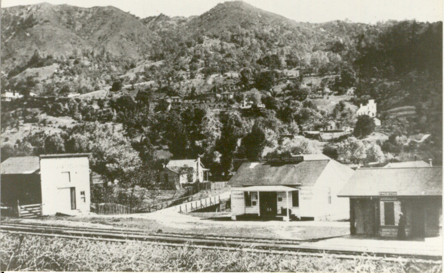 East view of Preston commercial district with Sonoma/Mendocino hills in background